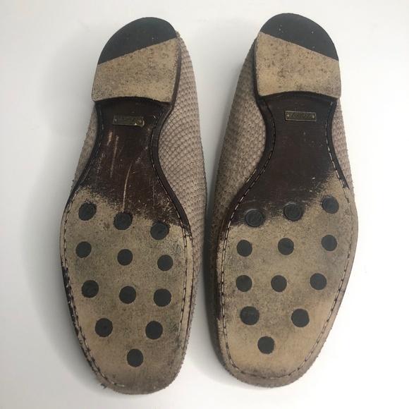 Brioni Taupe Suede Python Slip-On Loafers 43 Italy - Picture 12 of 13